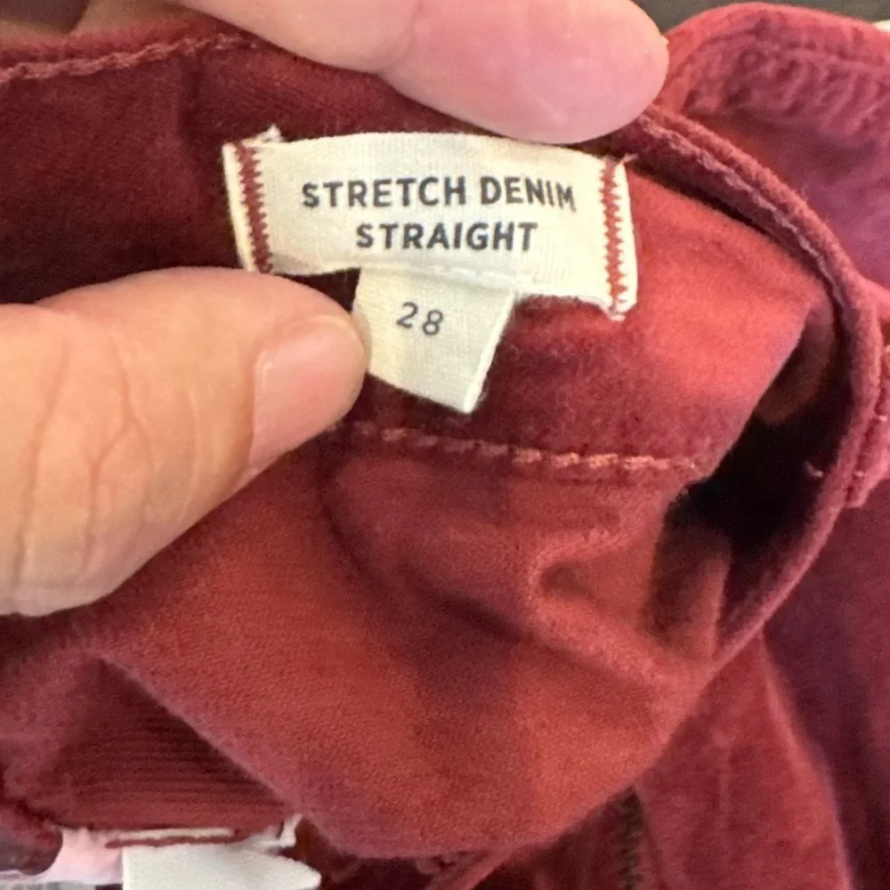 Madewell Stretch Velveteen Straight Zip Mini Skirt Maroon Sz 28 - Picture 6 of 6